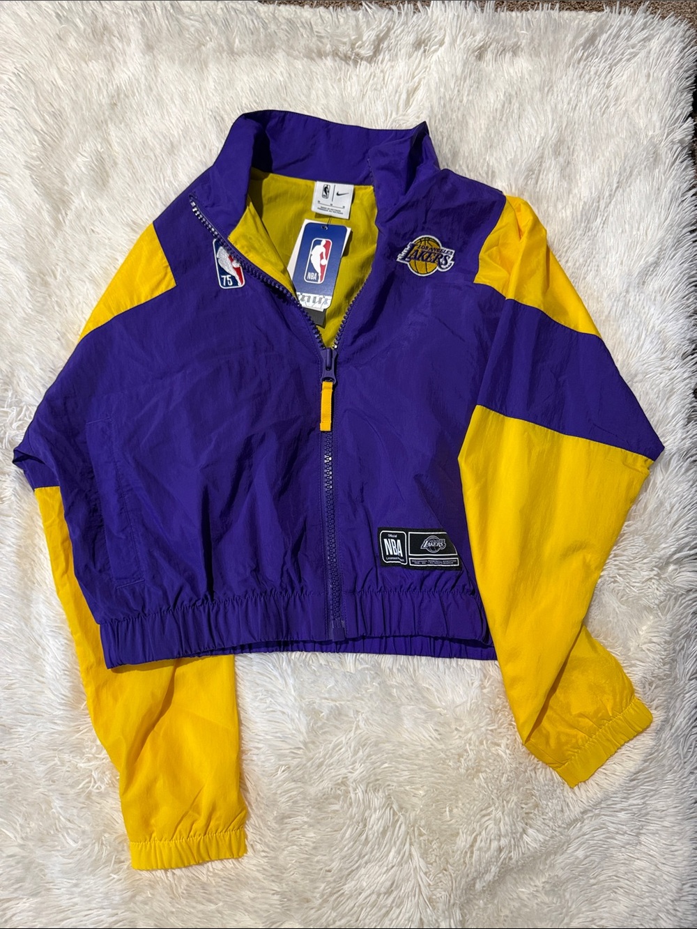 Nike Los Angeles Lakers Purple & Gold Cropped Varsity Jacket
